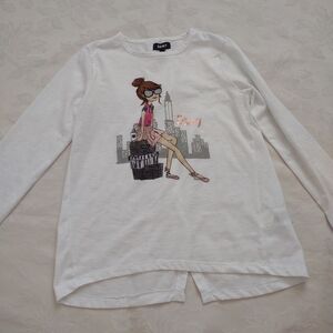DKNY cotton lurex fashion girl print  long sleeves